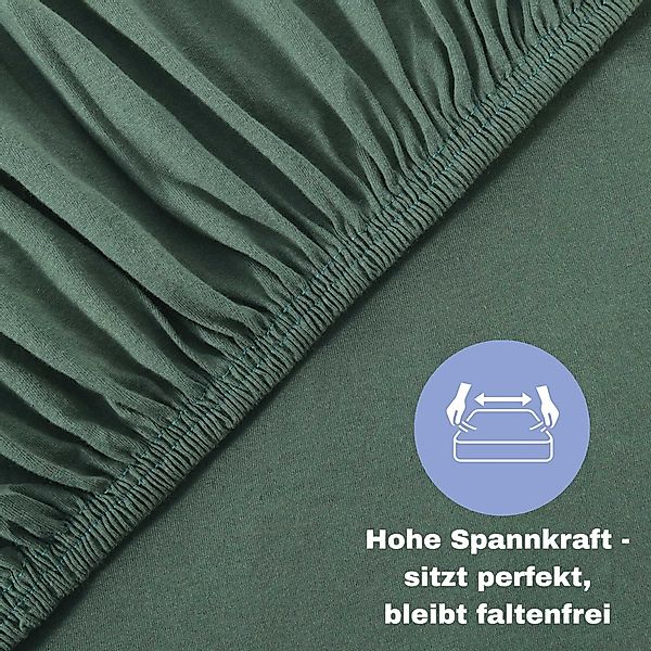 leevitex® Spannbettlaken Spannbettlaken Dunkelgrün / Tannengrün günstig online kaufen
