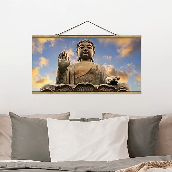 Stoffbild Buddha mit Posterleisten - Querformat Großer Buddha günstig online kaufen