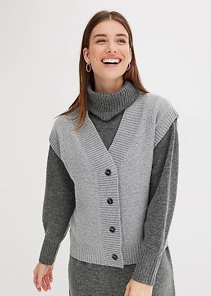 bonprix Strickweste "Strickweste mit Zopfmuster" aus Polyester und Elasthan günstig online kaufen