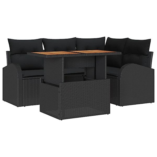 vidaXL Garten-Sofa-Set mit Speicher 5-Tlg Schwarz Poly Rattan 3358319 günstig online kaufen