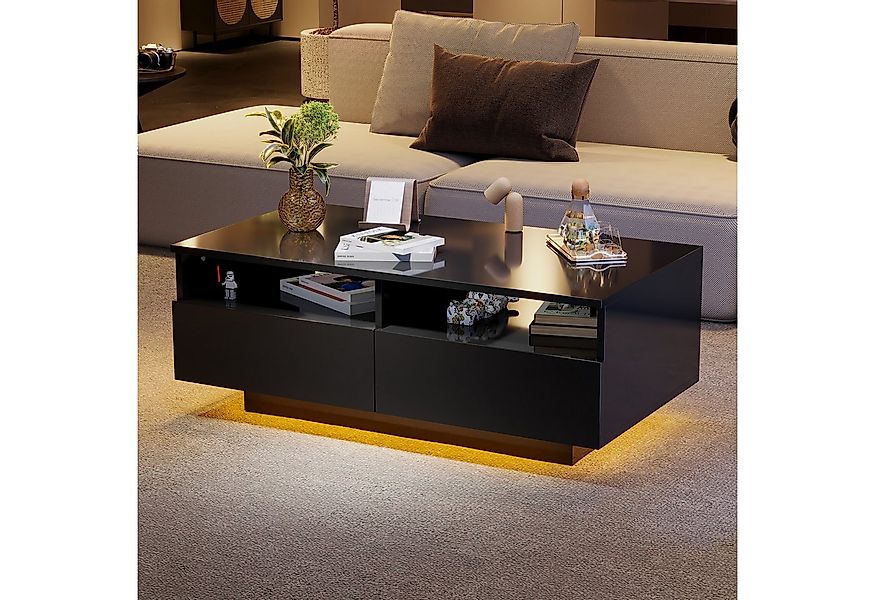 MODFU Couchtisch Sofatisch, mit 2 Schubladen,16 Farben LED Lichter,USB,90*5 günstig online kaufen