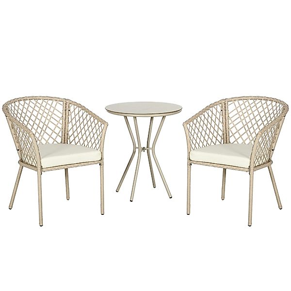 Outsunny Gartenmöbel Set Polyester Rattan Khaki 65L x 63B x 81H cm günstig online kaufen