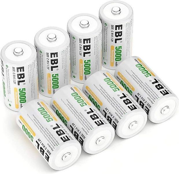 EBL Wiederaufladbare Batterie 2er Pack C Akku mit Aufbewahrungsbox Akku Bab günstig online kaufen