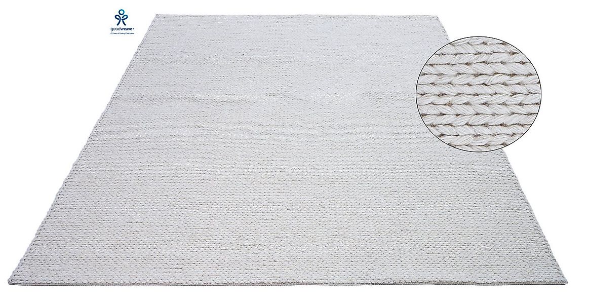 my home Wollteppich Tonem, handgewebt, 100% Wolle in Strick-Optik, rechteck günstig online kaufen