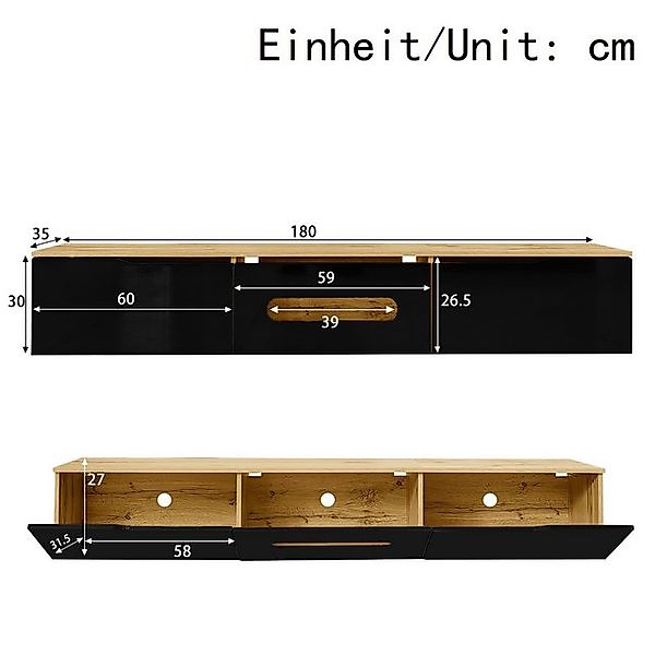 BlingBin TV-Schrank TV-Board, TV Lowboard, Sideboard, mit 16-Farben-LED-Bel günstig online kaufen