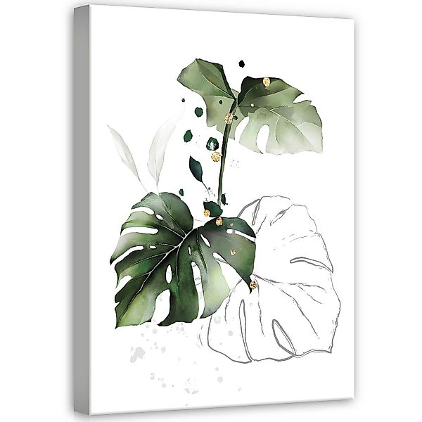 Wallarena Leinwandbild Blätter Grün Gold Abstrakt günstig online kaufen