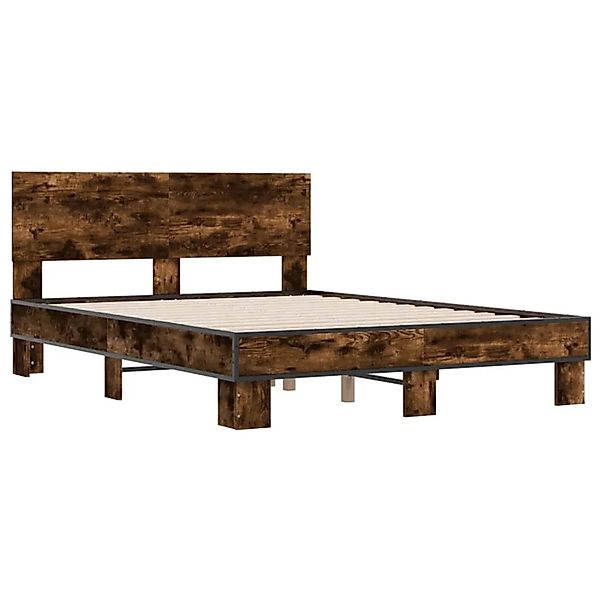 vidaXL Bettgestell Räuchereiche 140x190 cm Holzwerkstoff und Metall 3280214 günstig online kaufen