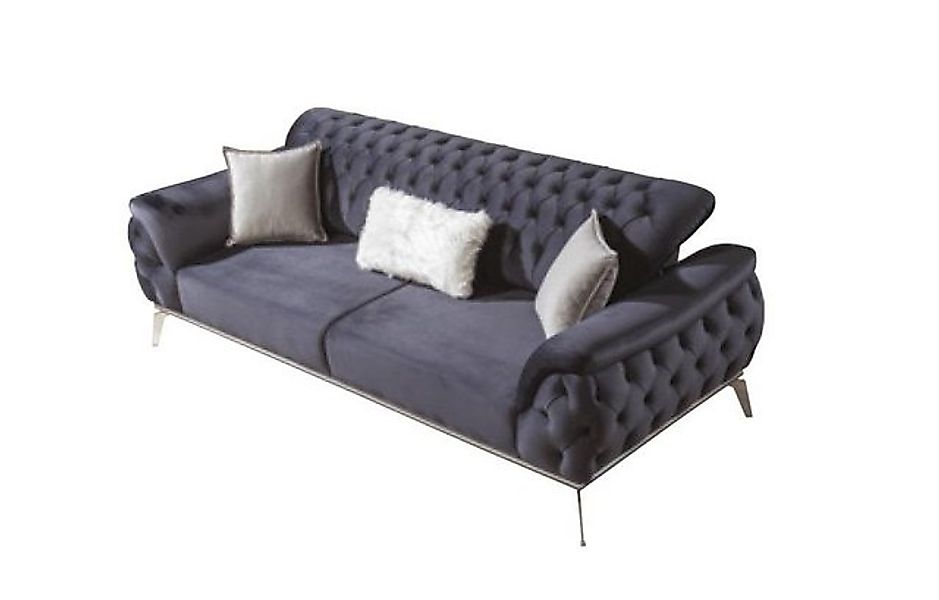 JVmoebel Chesterfield-Sofa Sofagarnitur 3+3+1 Sitzer Blau Sessel Luxus Ches günstig online kaufen