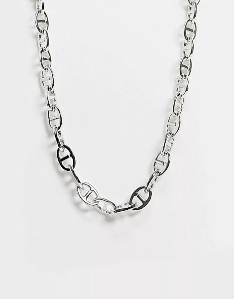 ASOS DESIGN – Silberfarbene Halskette mit Verschlussgliedern günstig online kaufen