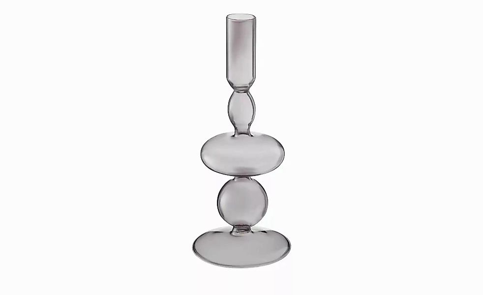 HOME STORY Kerzenhalter   ¦ grau ¦ Glas ¦ Maße (cm): H: 20  Ø: 9 Accessoire günstig online kaufen
