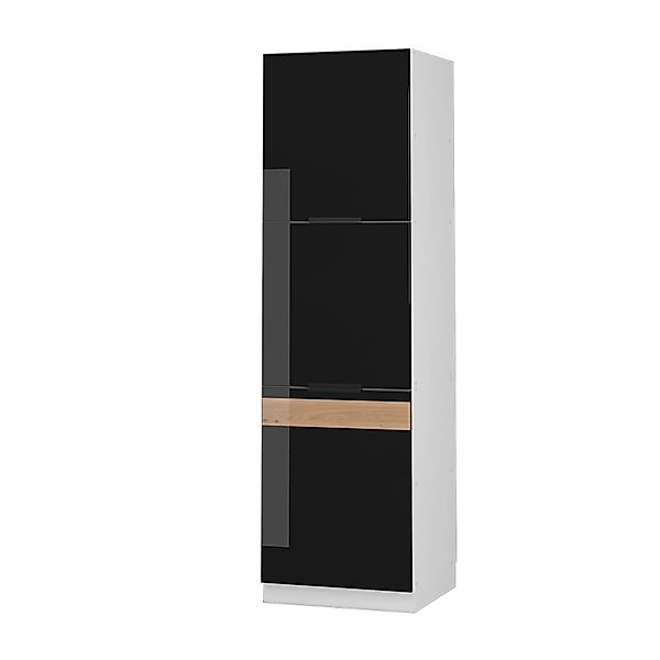 Vicco Herdumbauschrank Fame-Line Herdschrank Schwarz Eiche Hochglanz/Weiß 6 günstig online kaufen