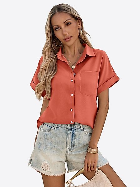 Imily Bela T-Shirt Reverskragen Kurzarmshirt mit Brusttasche (Packung, 1-tl günstig online kaufen