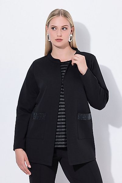 Ulla Popken Sweatjacke Sweatjacke Ziersteine Rundhals Hakenverschluss günstig online kaufen