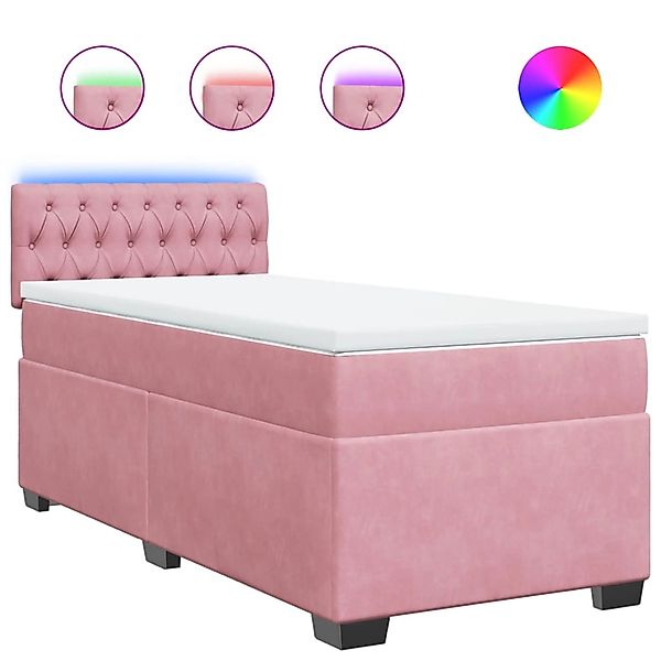vidaXL Boxspringbett mit Matratze Rosa 100x200 cm Samt 3288545 günstig online kaufen