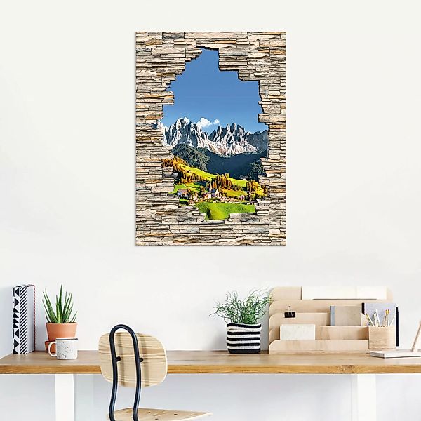 Artland Wandbild »Alpen Berge Santa Maddalena Stein Mauer«, Berge & Alpenbi günstig online kaufen