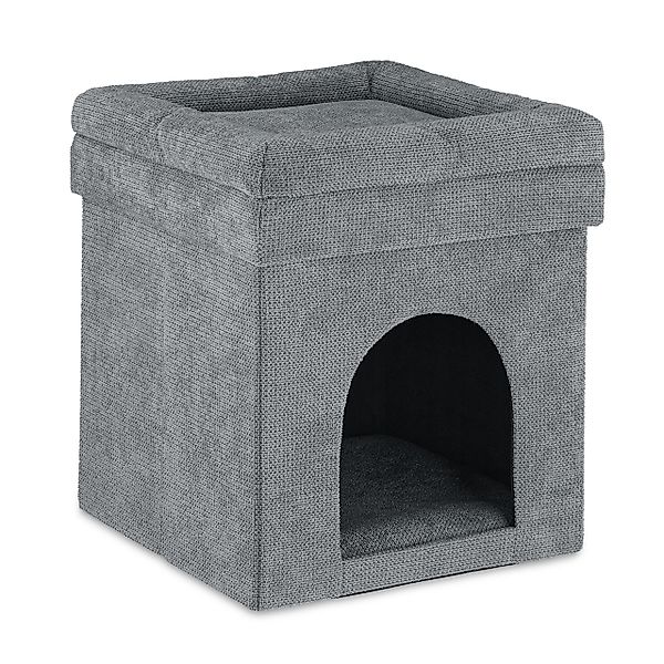 relaxdays Katzenliege Katzenhöhle Hocker in Grau günstig online kaufen