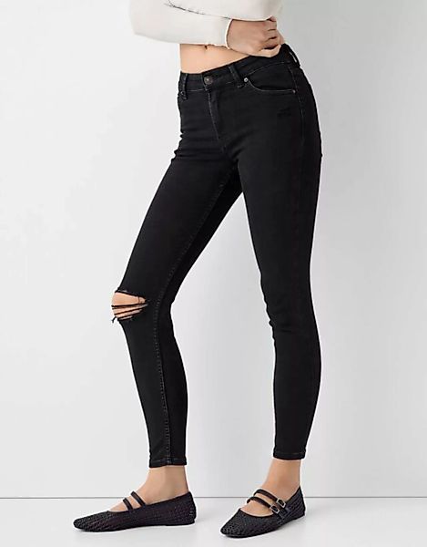 Bershka Skinny-Fit-Jeans Mit Low-Waist Damen 42 Schwarz günstig online kaufen