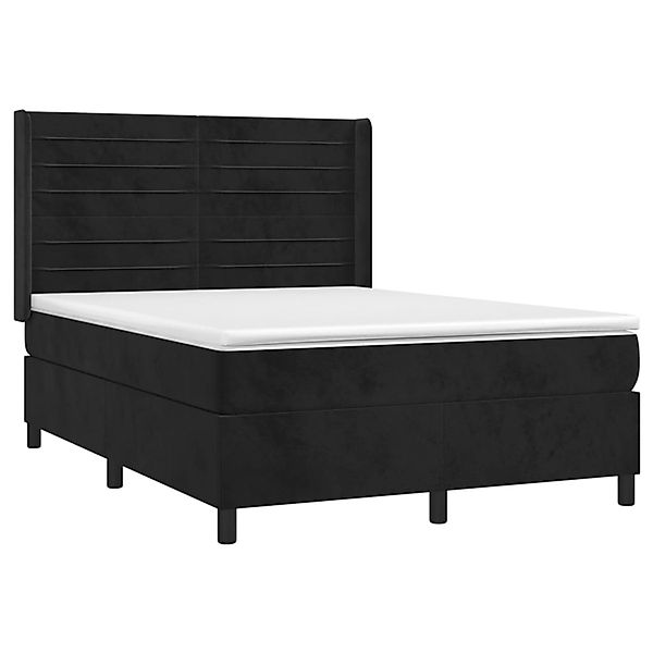 vidaXL Boxspringbett mit Matratze & LED Schwarz 140x190 cm Samt 3139621 günstig online kaufen