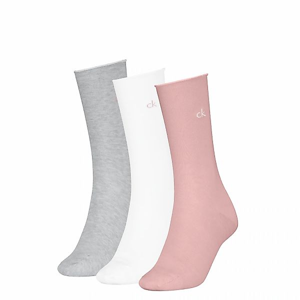 Calvin Klein Socken "CK WOMEN SOCK ROLLTOP" 3 Paar, mit kleinem Rollbund, C günstig online kaufen