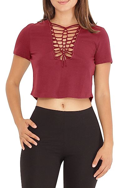 PUREWONDER Crop-Top Kurzarm Shirt mit V-Ausschnitt günstig online kaufen