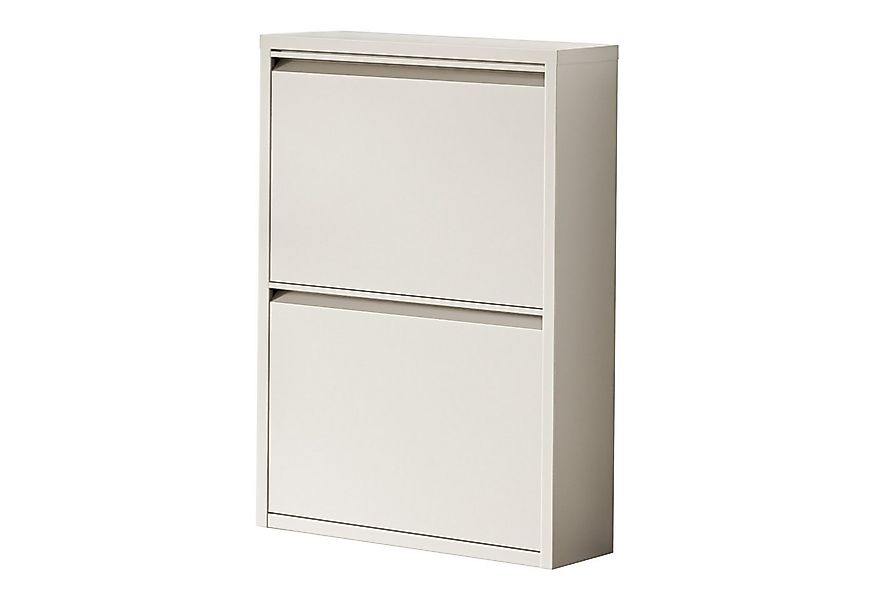 en.casa Schuhschrank »Sokndal« mit 2 Klappen Metall Pfefferweiß günstig online kaufen