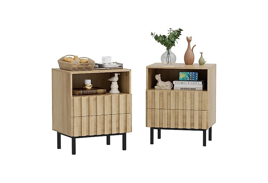 UEV Nachtschrank 2er set, Nachttisch mit 2 Schubladen Beistellschrank Sofat günstig online kaufen