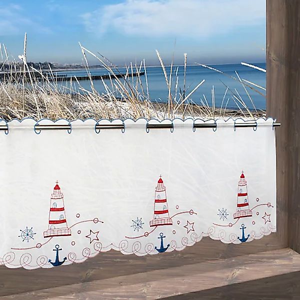 Delindo Lifestyle Scheibengardine »Roter Leuchtturm«, (1 St.), mit Stangend günstig online kaufen