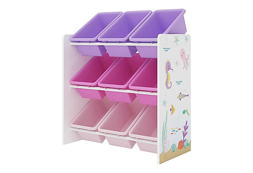 en.casa Kinderregal, »Muxía« mit 9 Ablagekisten Ozean-Motiv 60x62x26,5 cm günstig online kaufen