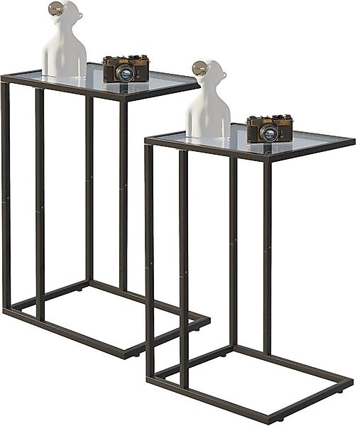 LuxusKollektion Beistelltisch C-förmiger Glas-Beistelltisch 2er Set günstig online kaufen