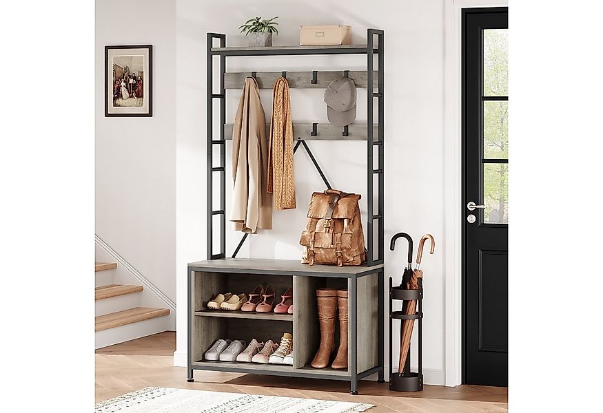 GarveeMore Garderobenständer 5-in-1 mit Schuhbank,3 Etagen Ablage und 8 Hak günstig online kaufen