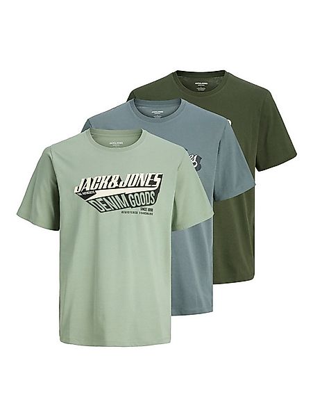 Jack & Jones PlusSize T-Shirt JJELOGO TEE SS 2 COL AW25 3PK MP PLS (Packung günstig online kaufen