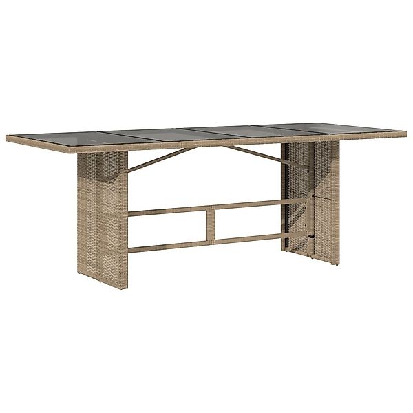 vidaXL Gartentisch Gartentisch mit Glasplatte Beige günstig online kaufen