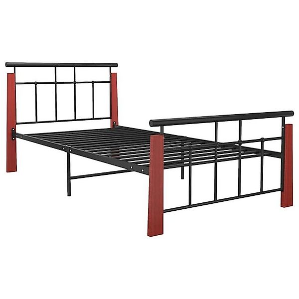 vidaXL Bett Bettgestell Metall und Massivholz Eiche 90x200 cm günstig online kaufen