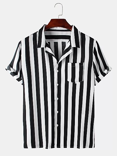 Herren Basic Striped Revere Collar Freizeithemd günstig online kaufen