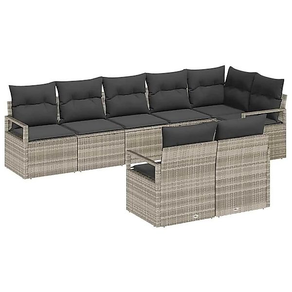 vidaXL Gartensofa-set mit Kissen 8-Tlg Hellgrau Poly-Rattan 3355101 günstig online kaufen