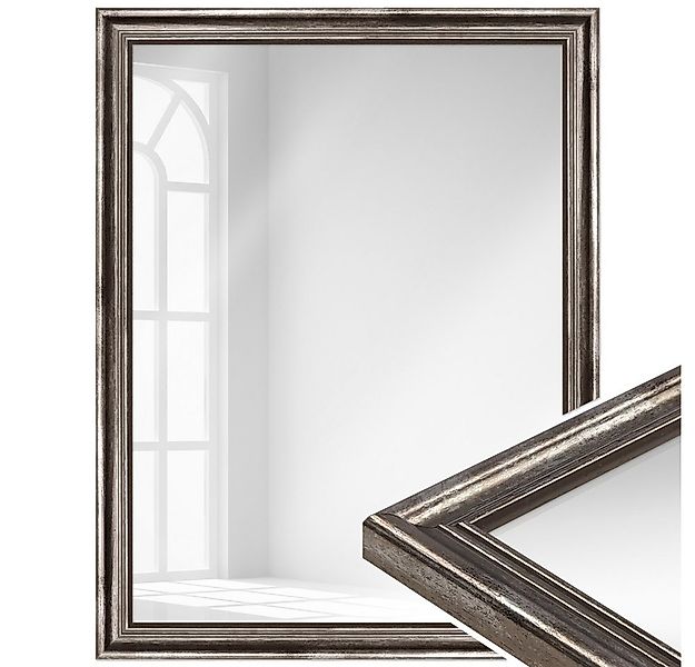 WANDStyle Wandspiegel H400, Silber, aus Massivholz im Stil Antik günstig online kaufen