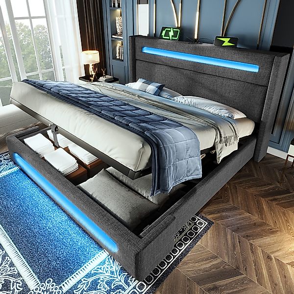 Flieks Polsterbett, Hydraulisches Stauraumbett 180x200cm mit günstig online kaufen