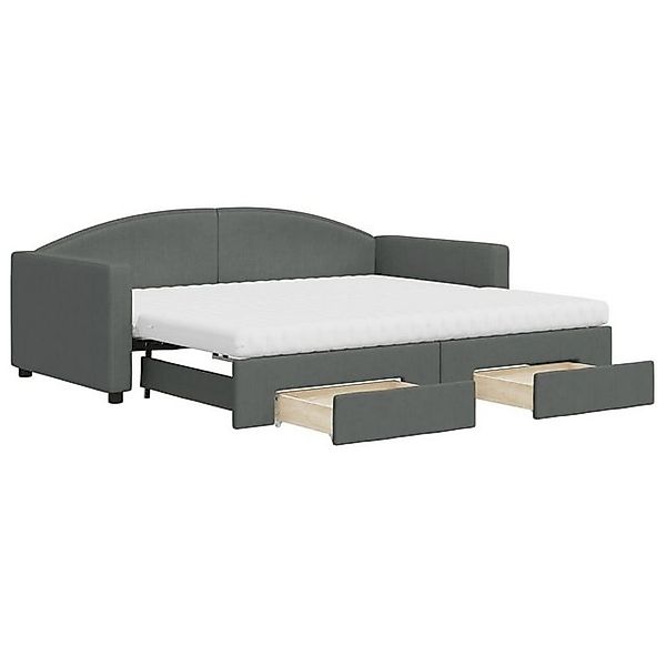 vidaXL Bett Tagesbett Ausziehbar mit Schubladen Dunkelgrau 90x190 cm Stoff günstig online kaufen