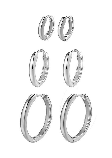 Hey Happiness Creolen-Set Layer Basic, Klein Mittel Groß Silber Ohrringe Se günstig online kaufen