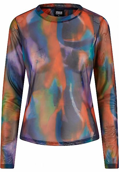 URBAN CLASSICS Shirtkleid "Urban Classics Damen Ladies AOP Mesh Longsleeve" günstig online kaufen