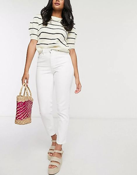 Vero Moda – Weiße Mom-Jeans mit hohem Taillenbund günstig online kaufen
