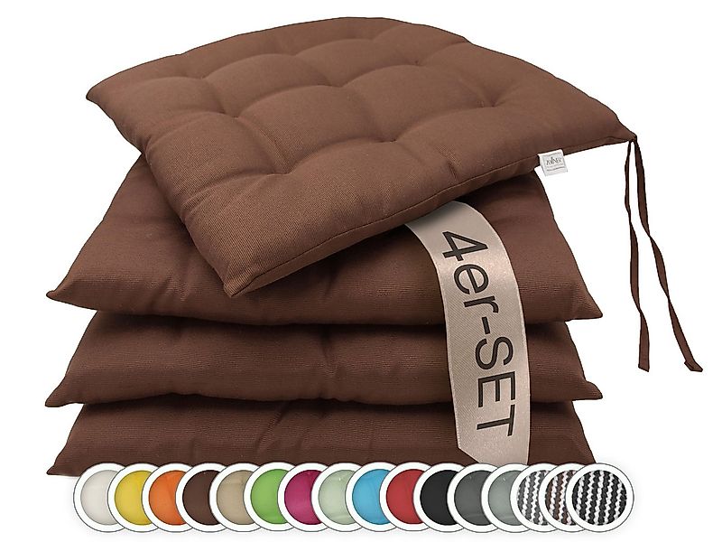 ZOLLNER Stuhlkissen, 40 x 40 x 3 cm, mit Bindebänder, für Indoor und Outdoo günstig online kaufen