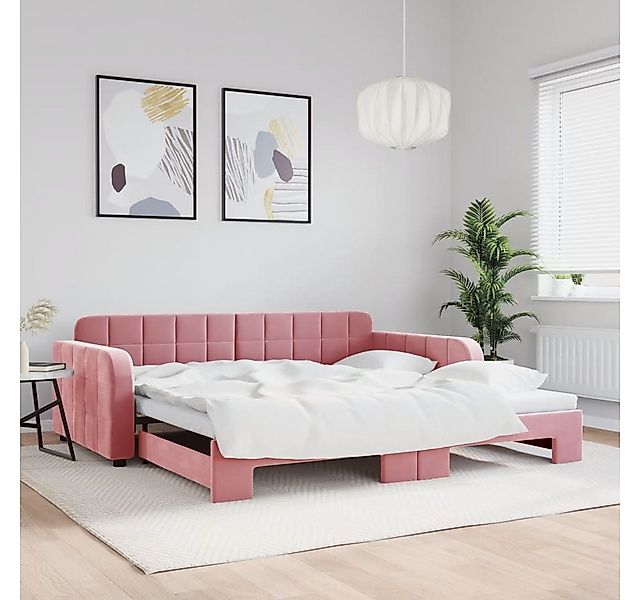 vidaXL Bett, Tagesbett Ausziehbar Rosa 100x200 cm Samt günstig online kaufen