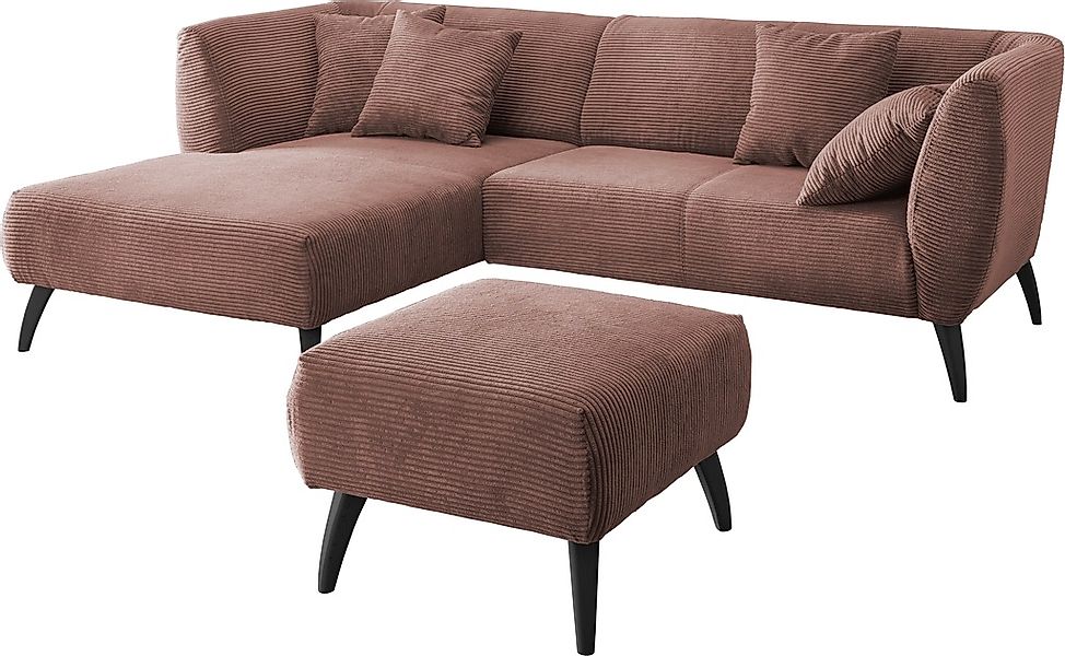 INOSIGN Ecksofa »Colori L-Form«, Holzfußfarbe wählbar, inkl. 4x Zierkissen günstig online kaufen