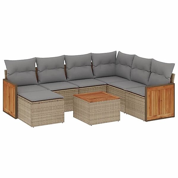 vidaXL 8-Tlg Garten-Sofagarnitur mit Kissen Beige Poly Rattan 3227893 günstig online kaufen