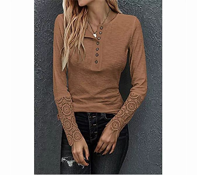 AFAZ New Trading UG Carmenpullover Sexy Langarmshirt Damen Button Up Rundha günstig online kaufen