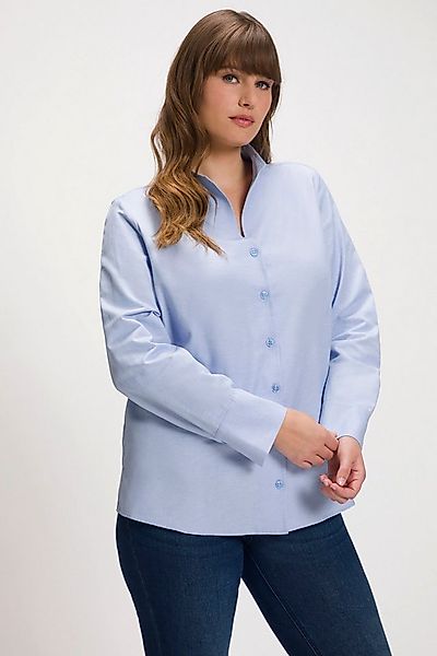 Ulla Popken Longbluse Bluse Oxford-Gewebe Kelchkragen Langarm günstig online kaufen