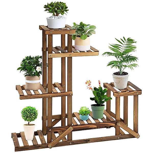 Outsunny  Blumenständer Tannenholz Verkohlt 98L x 28B x 96,5H cm günstig online kaufen