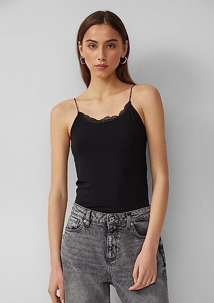 QS Muskelshirt T-Shirt Spaghettiträgertop mit Spitzendetail günstig online kaufen