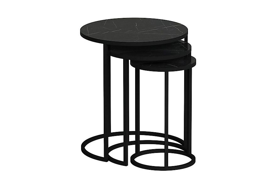 en.casa Satztisch, »Frederiksværk« 3er Set Wohnzimmertisch Schwarz Marmor-O günstig online kaufen
